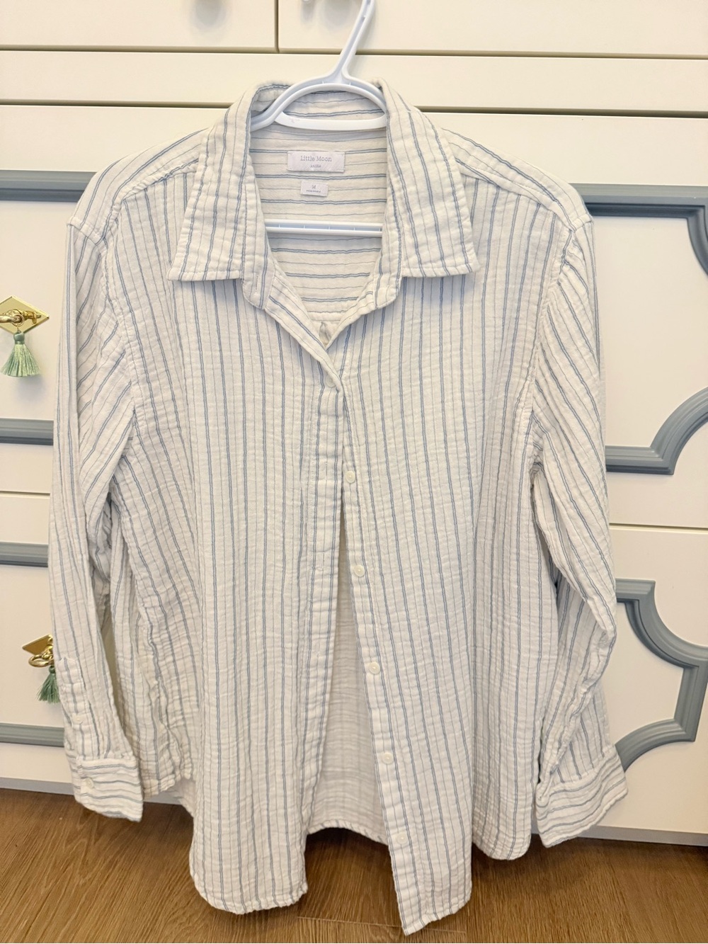 Little Moon White Shirt with Light Blue Stripes